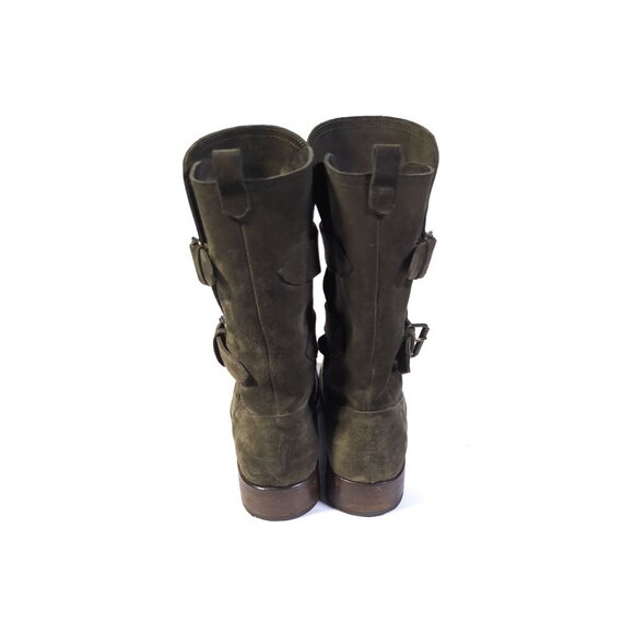 VTG Moschino Cheap and Chic Forest Green Suede Moto Boots Womens Size 7.5 - Picture 4 of 9